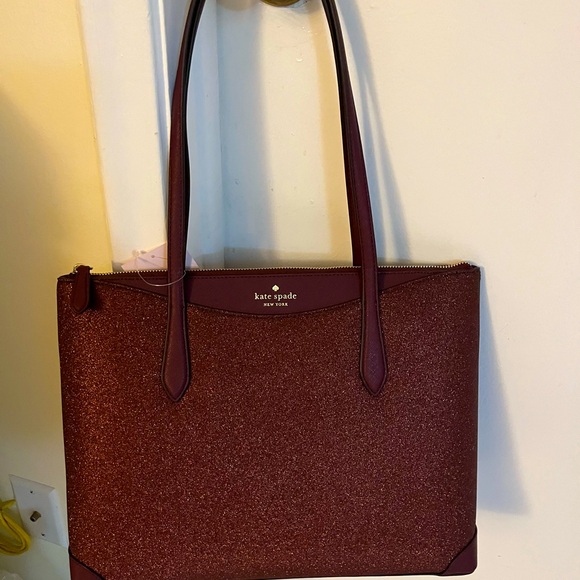 NWT Kate Spade Joeley Lola Shimmy Glitter Top Zip Tote Shoulder Bag Deep… - Picture 8 of 8